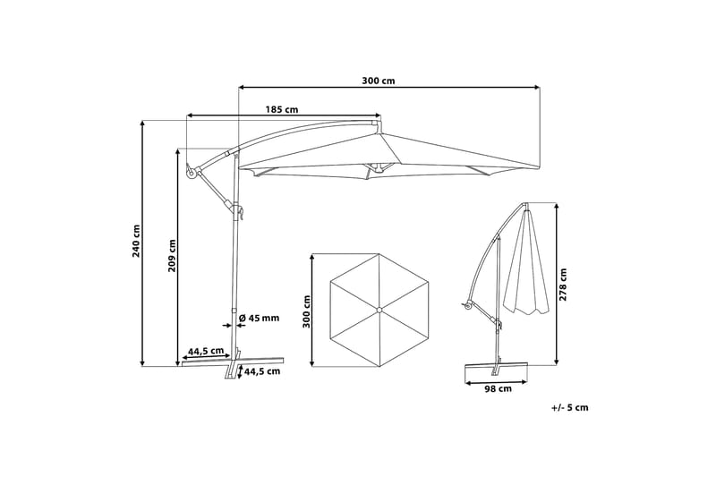 Ravenna Parasol 240 cm - Grå - Havemøbler - Solafskærmning - Parasoller