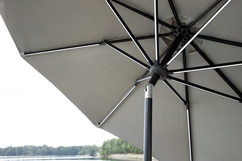 Sabal Parasol 270 cm med LED - Grå - Havemøbler - Solafskærmning - Parasoller