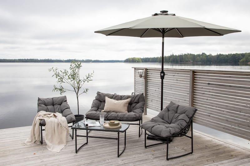 Sabal Parasol 270 cm med LED Grå - Venture Home - Havemøbler - Solafskærmning - Parasoller