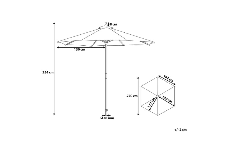 Tuscany Parasol 254 cm - Beige - Havemøbler - Solafskærmning - Parasoller