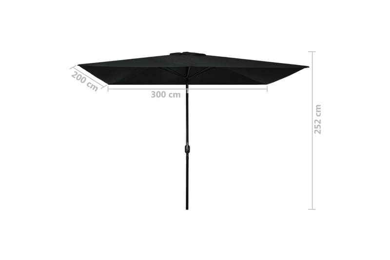 Udendørs Parasol Med Metalstang 300 X 200 cm Sort - Sort - Havemøbler - Solafskærmning - Parasoller