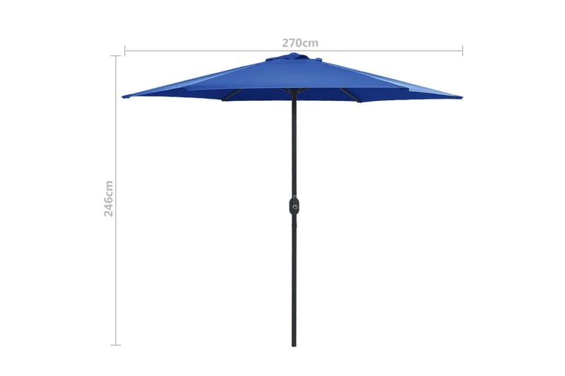 Udendørs Parasol Med Aluminiumsstang 270x246 cm Azurblå - Blå - Havemøbler - Solafskærmning - Parasoller