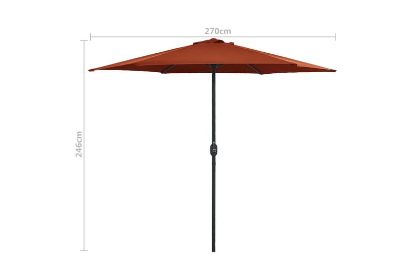 Udendørs Parasol Med Aluminiumsstang 270x246 cm Terracotta - Rød - Havemøbler - Solafskærmning - Parasoller