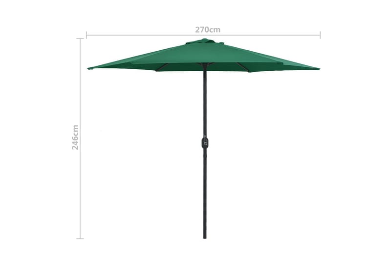 Udendørs Parasol Med Aluminiumsstang 270x246 cm Grøn - Grøn - Havemøbler - Solafskærmning - Parasoller