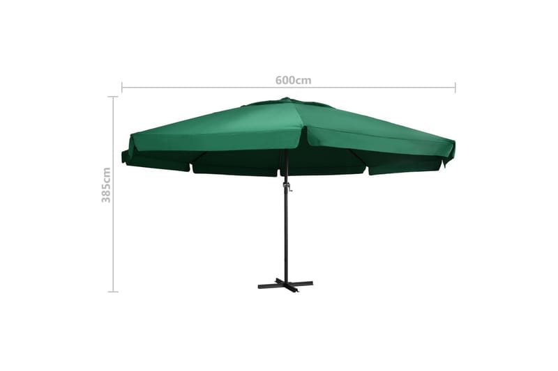 Udendørs Parasol Med Aluminiumsstang 600 cm Grøn - Grøn - Havemøbler - Solafskærmning - Parasoller