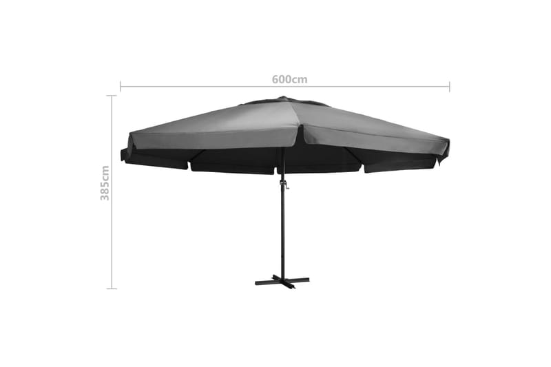 Udendørs Parasol Med Aluminiumsstang 600 cm Antracitgrå - Grå - Parasoller