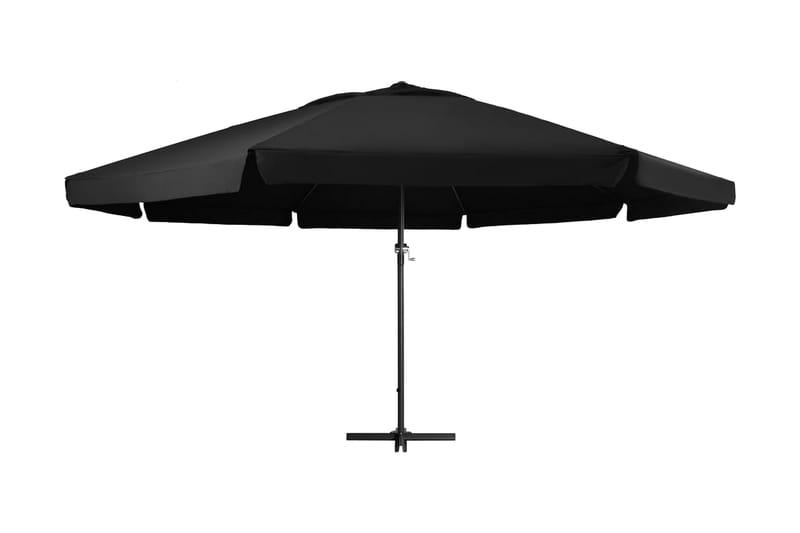 Udendørs Parasol Med Aluminiumsstang 600 cm Sort - Sort - Parasoller