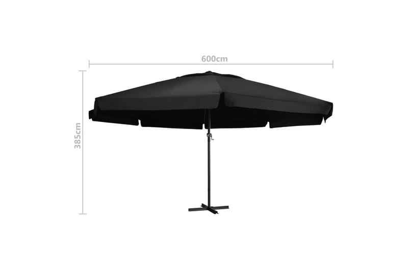 Udendørs Parasol Med Aluminiumsstang 600 cm Sort - Sort - Parasoller