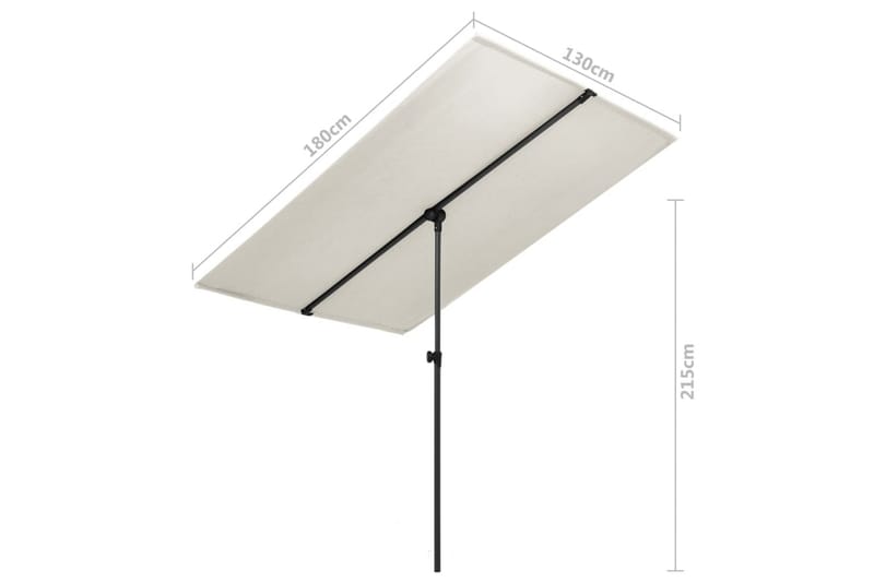 Udendørs Parasol med Aluminiumsstang 180x130 cm Sandfarvet - Hvid - Havemøbler - Solafskærmning - Parasoller