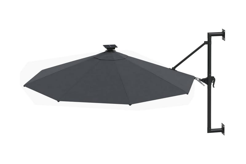 væghængt parasol med LED metalstang 300 cm antracitgrå - Antracit - Havemøbler - Solafskærmning - Parasoller