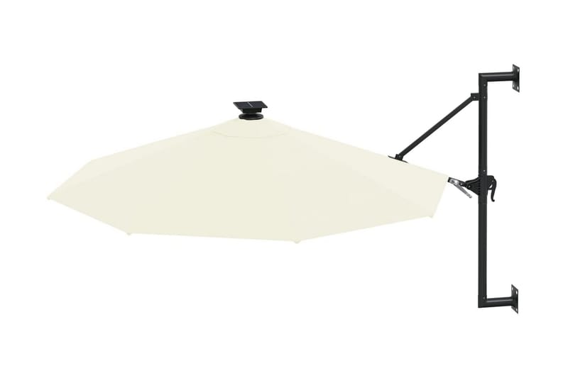 væghængt parasol med LED metalstang 300 cm sandfarvet - Creme - Havemøbler - Solafskærmning - Parasoller