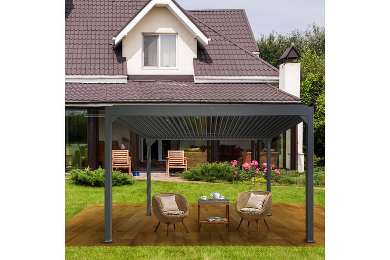 Pergola Premium Åbningsbare lameller - Grå - Havemøbler - Solafskærmning - Pergola