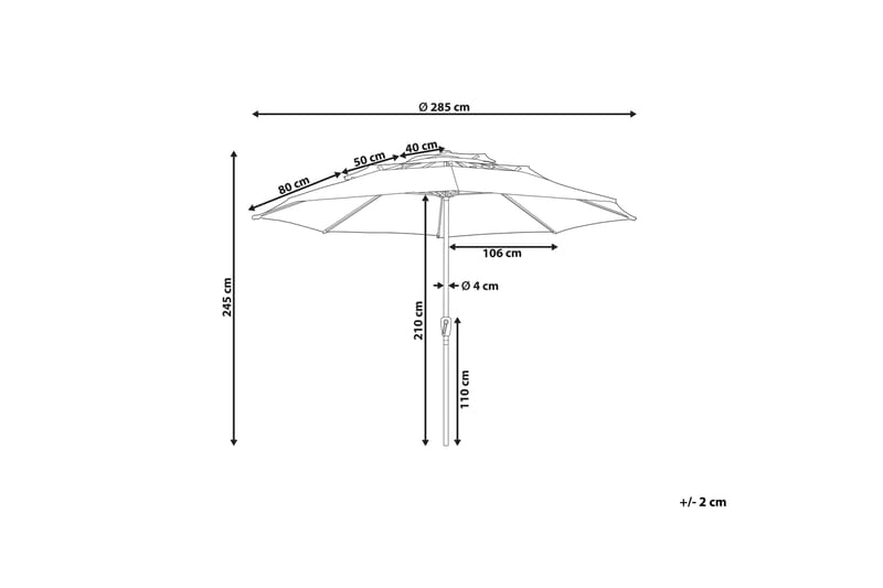 Roblin Parasol 285x285 cm - Beige/Sort - Havemøbler - Solafskærmning - Parasoller