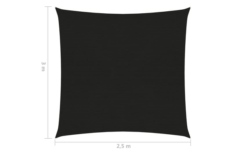 solsejl 2,5x3 m 160 g/m² HDPE sort - Sort - Havemøbler - Solafskærmning - Solsejl