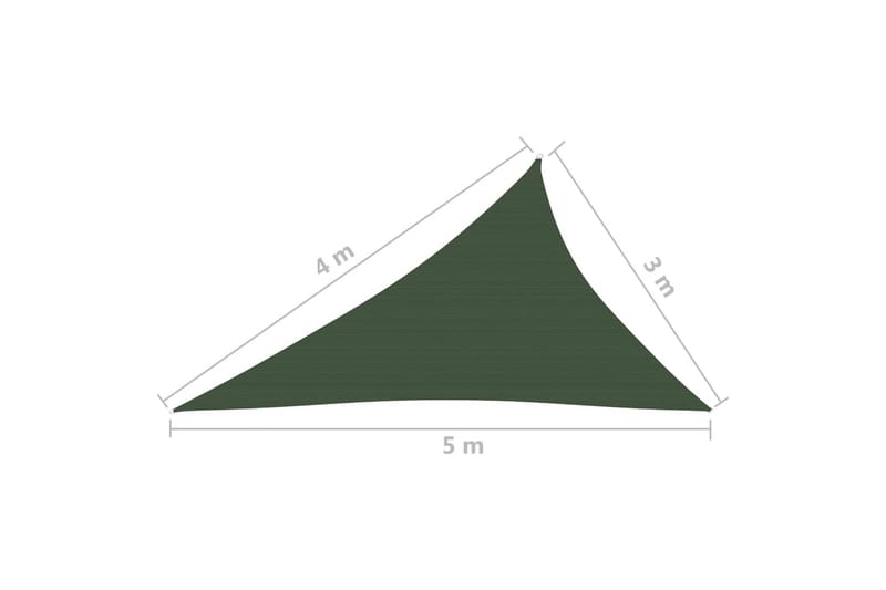 solsejl 3x4x5 m 160 g/m² HDPE mørkegrøn - Grøn - Havemøbler - Solafskærmning - Solsejl