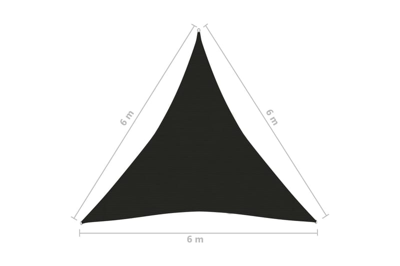 Solsejl 6x6x6 m 160 g/m² Hdpe Sort - Sort - Havemøbler - Solafskærmning - Solsejl