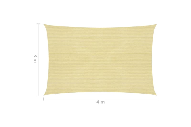 solsejl 160 g/m² 3x4 m HDPE beige - Beige - Havemøbler - Solafskærmning - Solsejl