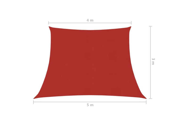 solsejl 160 g/m² 4/5x3 m HDPE rød - Rød - Havemøbler - Solafskærmning - Solsejl