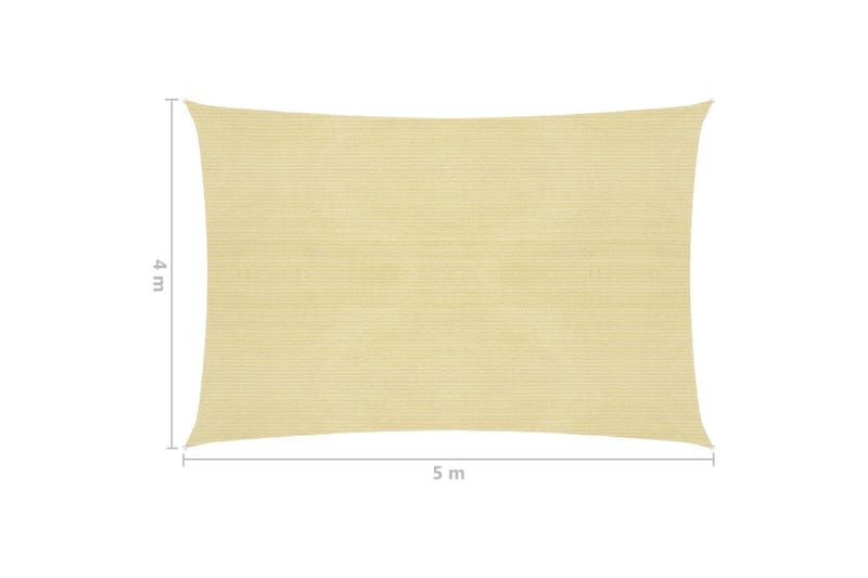 solsejl 160 g/m² 4x5 m HDPE beige - Beige - Havemøbler - Solafskærmning - Solsejl