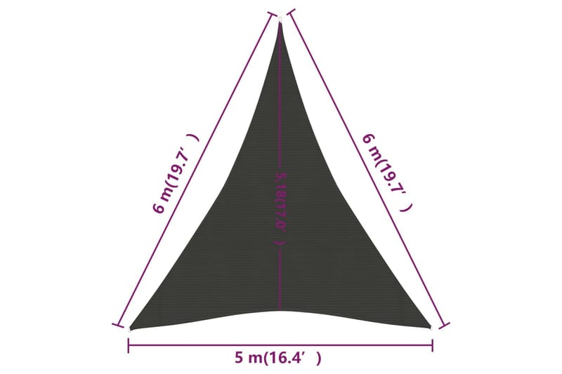 solsejl 160 g/m² 5x6x6 m HDPE antracitgrå - Antracit - Havemøbler - Solafskærmning - Solsejl