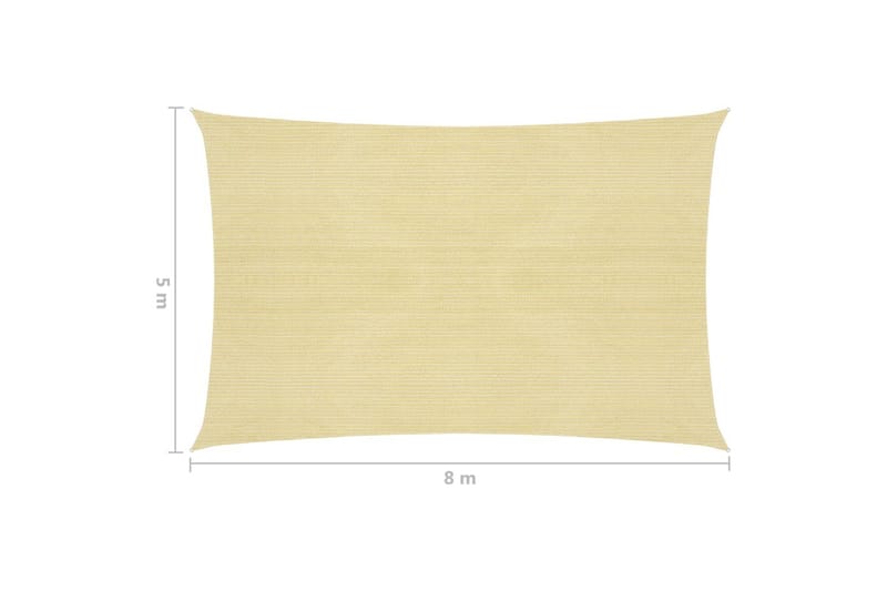 solsejl 160 g/m² 5x8 m HDPE beige - Beige - Havemøbler - Solafskærmning - Solsejl