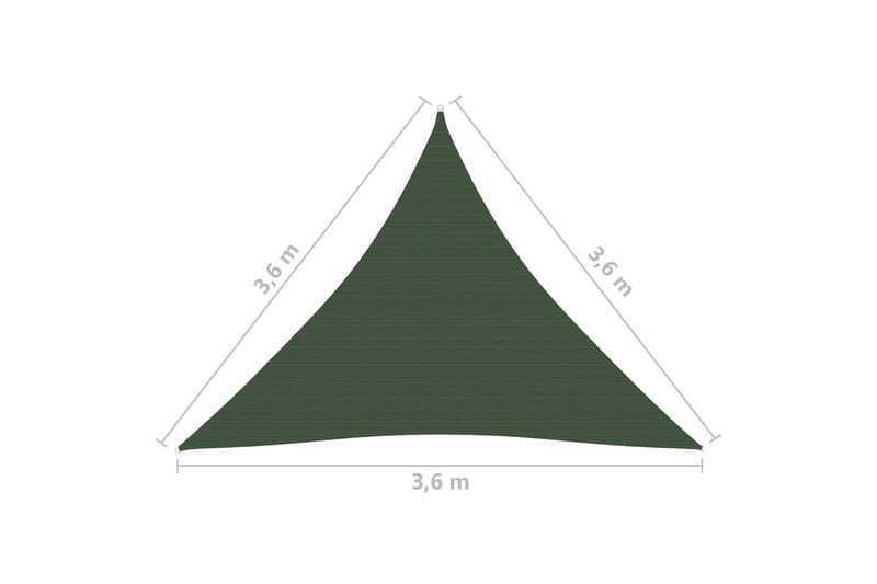 solsejl 3,6x3,6x3,6 m 160 g/m² HDPE mørkegrøn - Grøn - Havemøbler - Solafskærmning - Solsejl