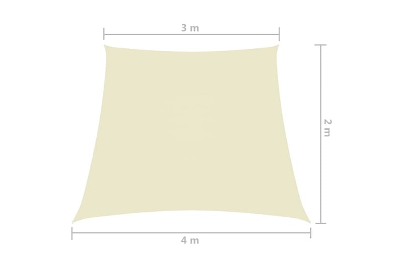 solsejl 3/4x2 m oxfordstof trapezformet cremefarvet - Creme - Havemøbler - Solafskærmning - Solsejl