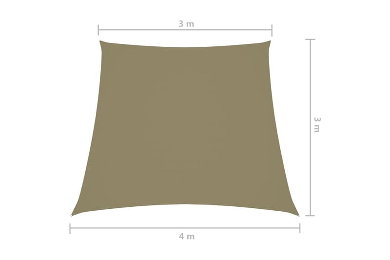 solsejl 3/4x3 m oxfordstof trapezfacon beige - Beige - Havemøbler - Solafskærmning - Solsejl