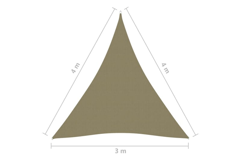 solsejl 3x4x4 m trekantet oxfordstof beige - Beige - Havemøbler - Solafskærmning - Solsejl