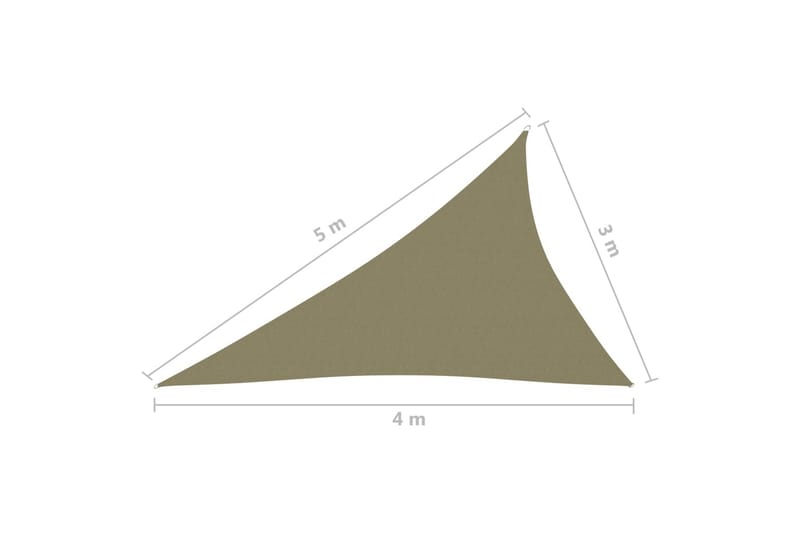 solsejl 3x4x5 m trekantet oxfordstof beige - Beige - Havemøbler - Solafskærmning - Solsejl