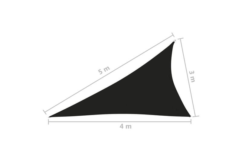 solsejl 3x4x5 m trekantet oxfordstof sort - Sort - Solsejl