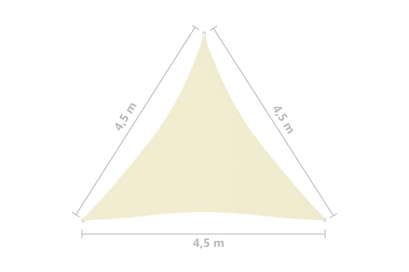 solsejl 4,5x4,5x4,5 m trekantet oxfordstof cremefarvet - Creme - Havemøbler - Solafskærmning - Solsejl