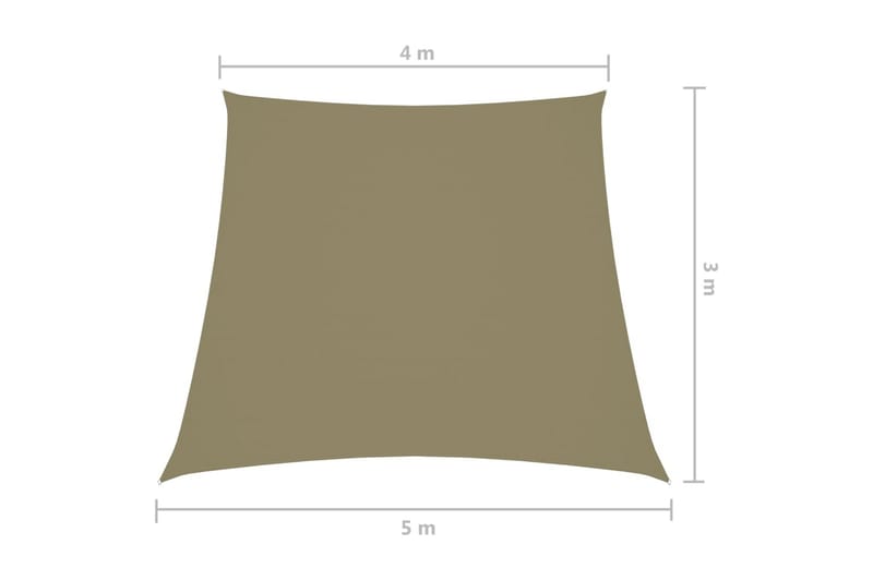 solsejl 4/5x3 m oxfordstof trapezfacon beige - Beige - Havemøbler - Solafskærmning - Solsejl