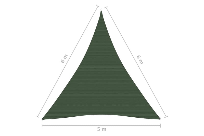 solsejl 5x6x6 m 160 g/m² HDPE mørkegrøn - Grøn - Havemøbler - Solafskærmning - Solsejl