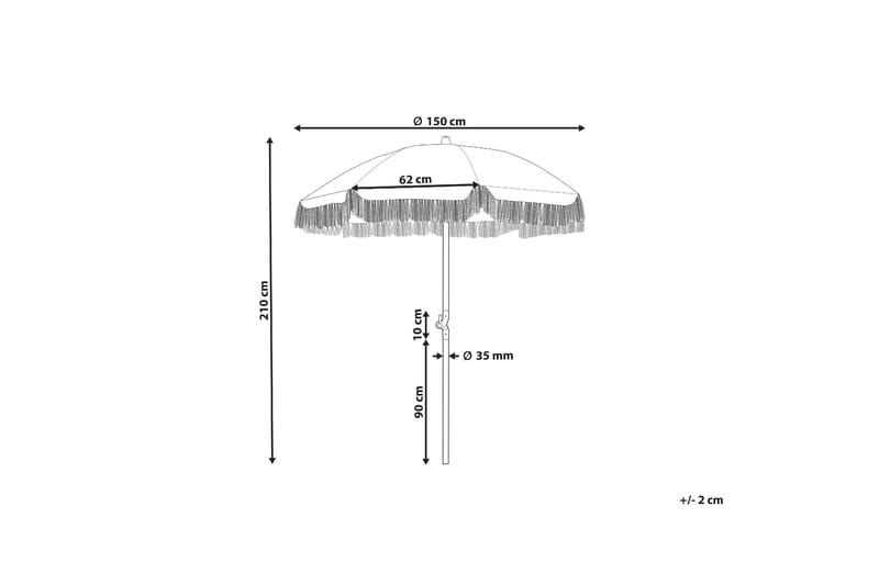 Teulon Parasol 150 cm - Sort Og Hvid - Havemøbler - Solafskærmning - Parasoller