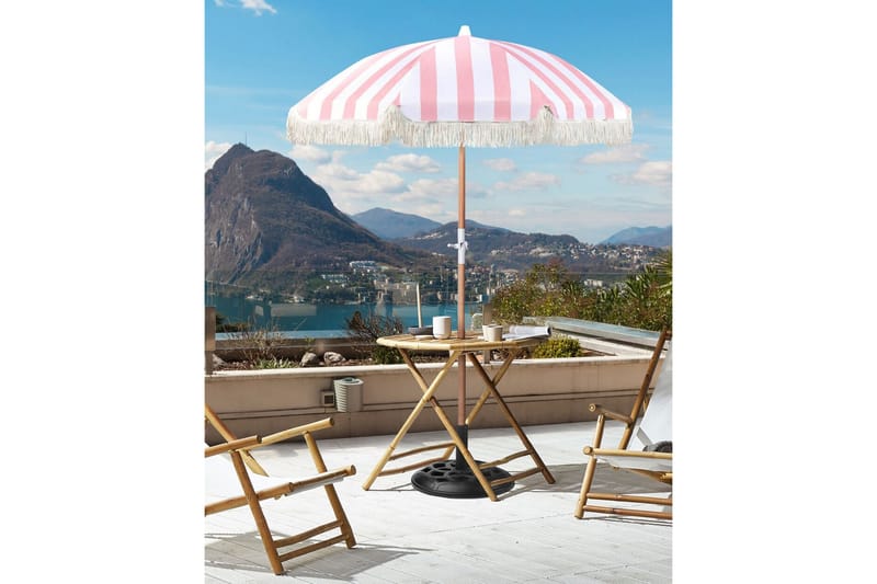 Teulon Parasol 150 cm - Pink/Hvid/Lysebrun - Havemøbler - Solafskærmning - Parasoller