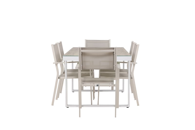 Merlo Spisegruppe 200 cm + 6 stk Copacabana Spisestole Beige/Hvid - Havem�øbler - Udendørsgruppe - Havesæt