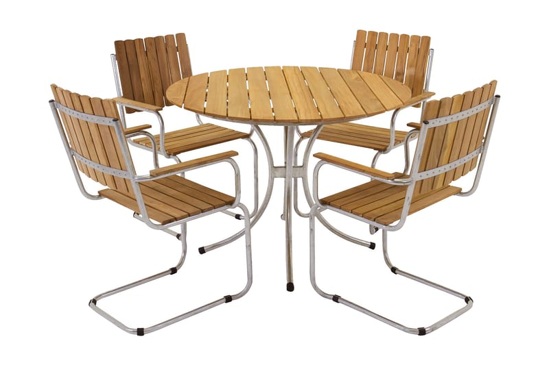 Arild Spisegruppe 110 cm Rund + 4 spisebordsstole - Havesæt