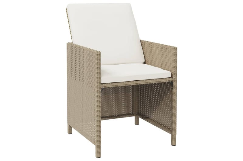 beBasic spisebordssæt til haven 5 dele med hynder polyrattan beige - Beige - Havemøbler - Udendørsgruppe - Havesæt