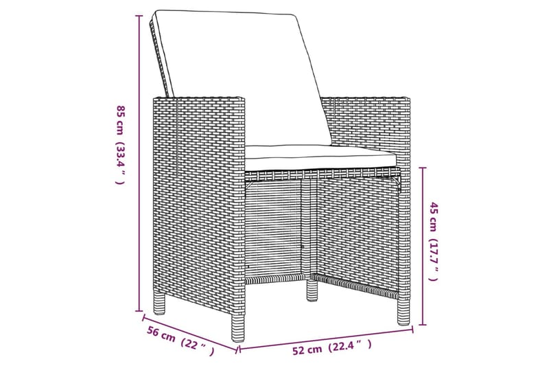 beBasic spisebordssæt til haven 5 dele med hynder polyrattan beige - Beige - Havemøbler - Udendørsgruppe - Havesæt