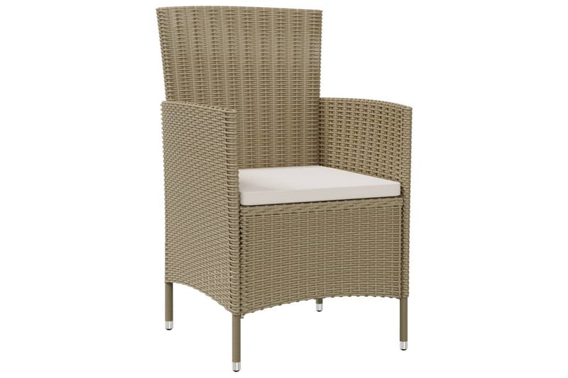 beBasic udendørs spisebordssæt 9 dele med hynder polyrattan beige - Beige - Havemøbler - Udendørsgruppe - Havesæt