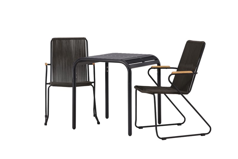 Borneo Cafésæt 70 cm + 2 Bois Armlænsstole - Sort - Havemøbler - Balkon - Balkonmøbler - Altansæt