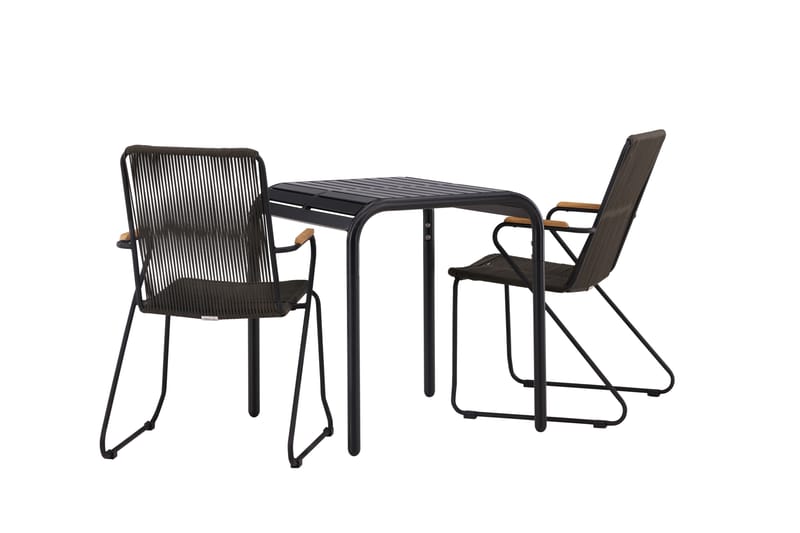 Borneo Cafésæt 70 cm + 2 Bois Armlænsstole - Sort - Havemøbler - Balkon - Balkonmøbler - Altansæt