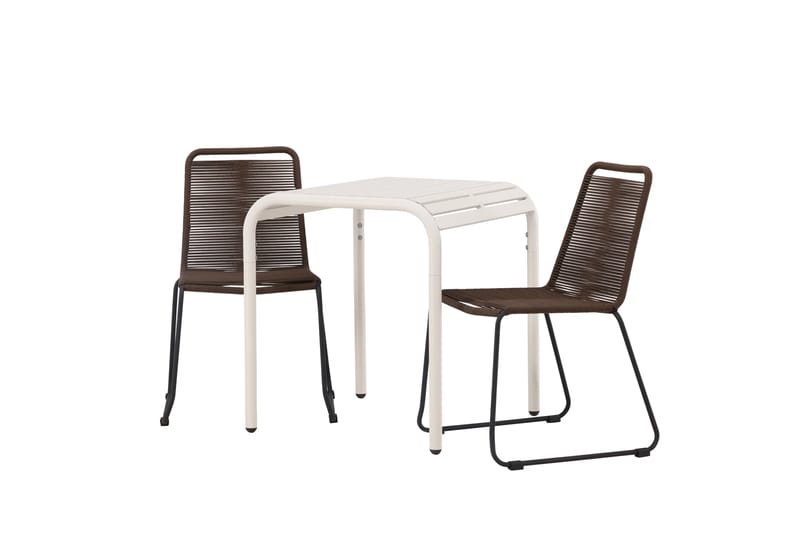 Borneo Cafésæt 70 cm + 2 Lindos Spisestole - Brun/Beige - Havemøbler - Balkon - Balkonmøbler - Altansæt