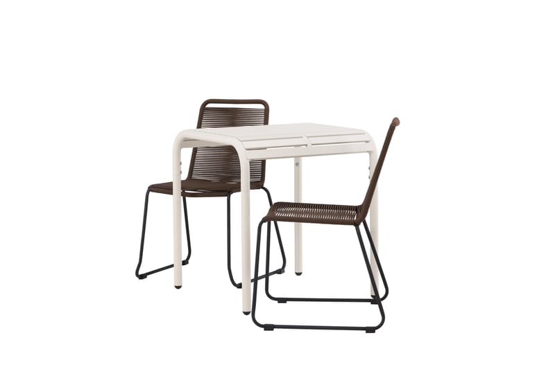 Borneo Cafésæt 70 cm + 2 Lindos Spisestole - Brun/Beige - Havemøbler - Balkon - Balkonmøbler - Altansæt