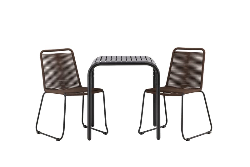 Borneo Cafésæt 70 cm + 2 Lindos Spisestole - Brun/Sort - Havemøbler - Balkon - Balkonmøbler - Altansæt