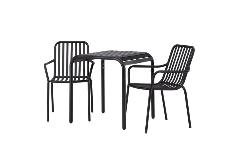 Borneo Cafésæt 70 cm + 2 Peking Armlænsstole - Sort - Havemøbler - Balkon - Balkonmøbler - Altansæt