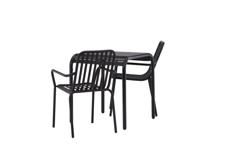 Borneo Cafésæt 70 cm + 2 Peking Armlænsstole - Sort - Havemøbler - Balkon - Balkonmøbler - Altansæt