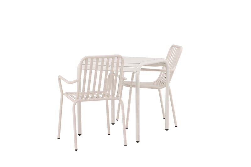 Borneo Cafésæt 70 cm + 2 Peking Armlænsstole - Beige - Havemøbler - Balkon - Balkonmøbler - Altansæt