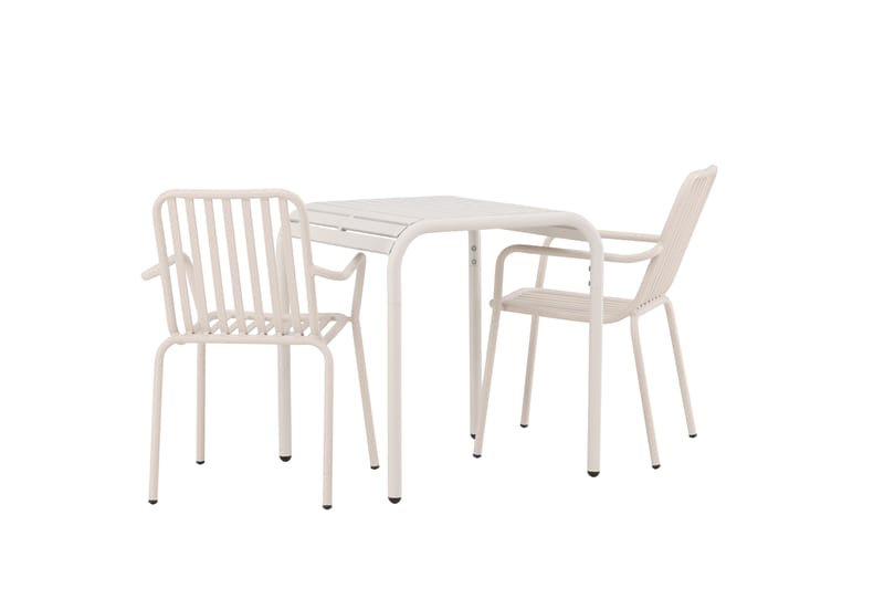 Borneo Cafésæt 70 cm + 2 Peking Armlænsstole - Beige - Havemøbler - Balkon - Balkonmøbler - Altansæt